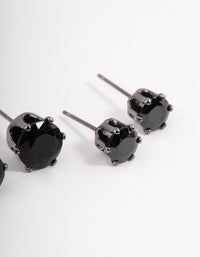 Gunmetal Round Graduated Stud Earrings Pack - link has visual effect only