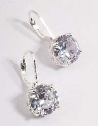 Silver Cubic Zirconia Mega Stone Huggie Earrings - link has visual effect only