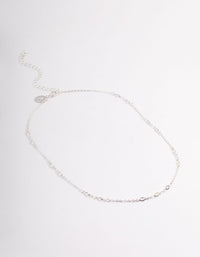 Rhodium Cubic Zirconia Dainty Stone Chain Necklace - link has visual effect only