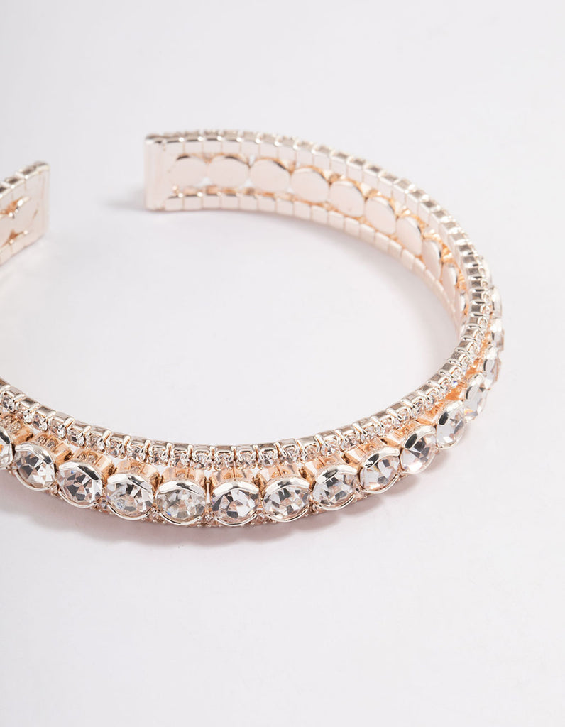 Rose Gold Cupchain Circle Diamante Bangle