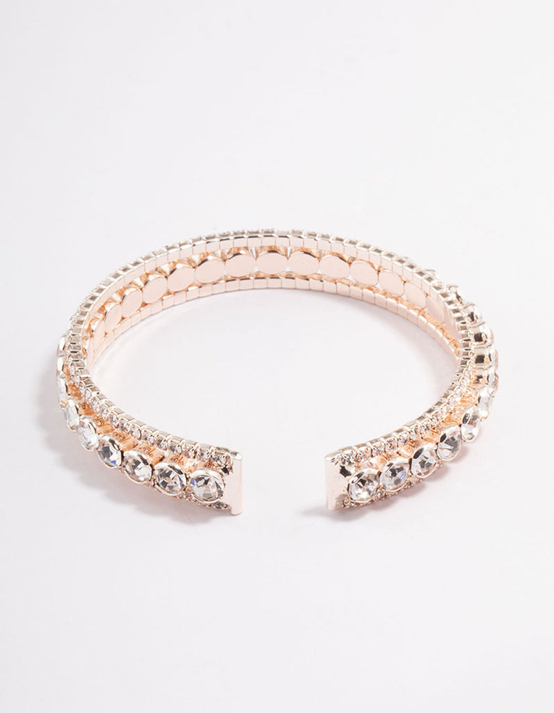 Rose Gold Cupchain Circle Diamante Bangle