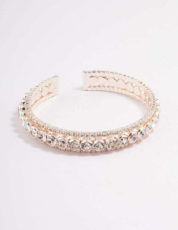 Rose Gold Cupchain Circle Diamante Bangle