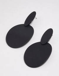 Coated Black Flat Oval Disc Drop Earrings - link has visual effect only