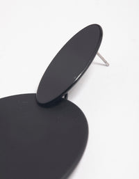 Coated Black Flat Oval Disc Drop Earrings - link has visual effect only