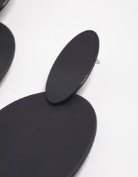 Coated Black Flat Oval Disc Drop Earrings - link has visual effect only