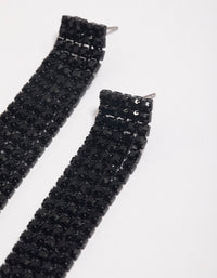 Coated Black Straight Five Strand Drop Earrings - link has visual effect only