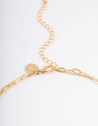 Gold Plated Disc Drop Chain Cubic Zirconia Double Layer Necklace - link has visual effect only