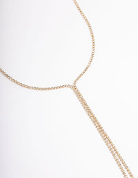 Gold Plated Diamante Y-Neck Short Necklace - link has visual effect only