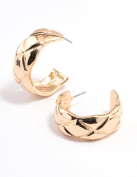 Gold Quilted Hoop Earrings - link has visual effect only