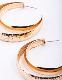 Gold Double Textured Hoop Earrings - link has visual effect only