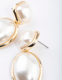 Gold Pearl Oversized Round Drop Earrings - link has visual effect only