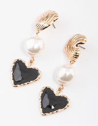 Gold Heart Drop Earrings - link has visual effect only