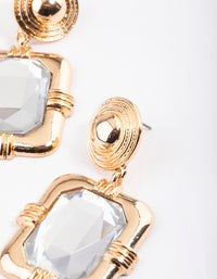 Gold Framed Square Crystal Drop Earrings - link has visual effect only