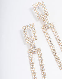 Gold Diamante Rectangle Drop Earrings - link has visual effect only