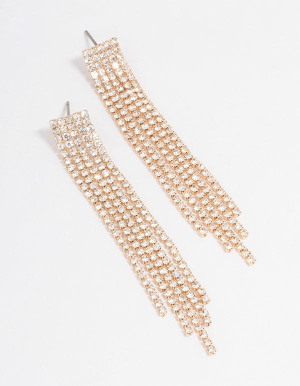 Straight Five Strand Drop Earrings