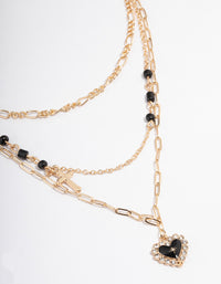 Gold Cross Heart Layered Necklace - link has visual effect only