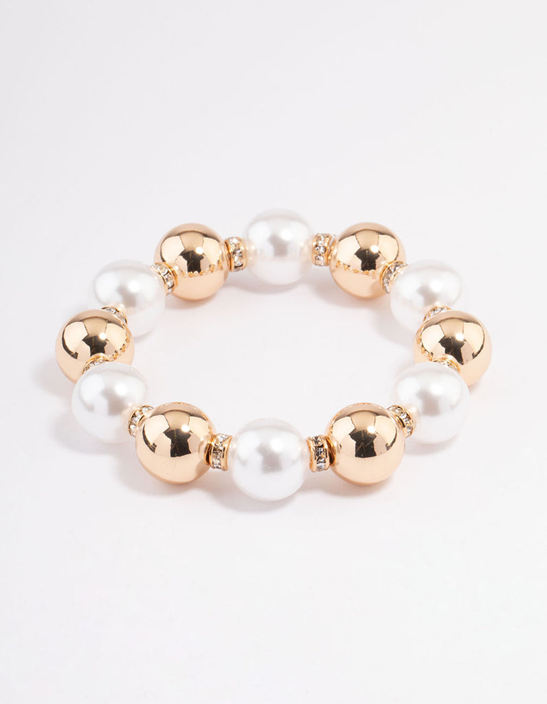 Gold Pearl Ball Bracelet