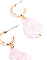 Gold & Pink Pearl Hoop Earrings - link has visual effect only