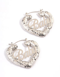 Rhodium Baby Statement Hoop Earrings - link has visual effect only