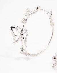 Rhodium Butterfly Hoop Earrings - link has visual effect only