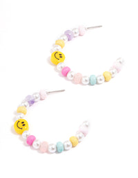 Rhodium Smiley Hoop Earrings - link has visual effect only