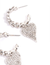 Rhodium Crystal Heart Hoop Earrings - link has visual effect only