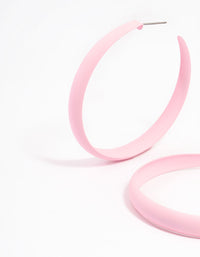 Pink Coated Rubber Hoop Earrings 60mm - link has visual effect only