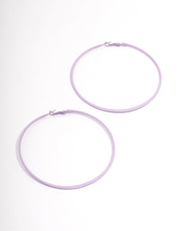 Purple Coated Felt Edge Hoop Earrings 9cm - link has visual effect only