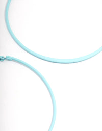 Blue Coated Felt Edge Hoop Earrings 9cm - link has visual effect only