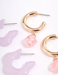 Gold Flower Dice Earrings Pack - link has visual effect only