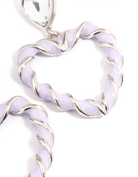 Rhodium Purple Heart Twist Drop Earrings - link has visual effect only