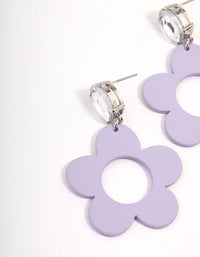 Rhodium Purple Coated Flower Earrings - link has visual effect only