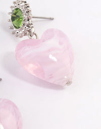 Rhodium Acrylic Heart Drop Earrings - link has visual effect only