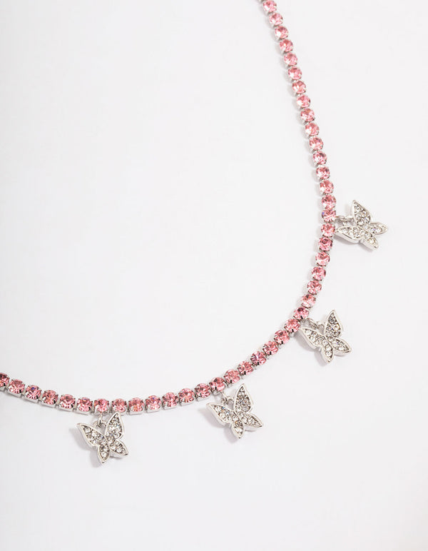 Rhodium Butterfly Curb Choker