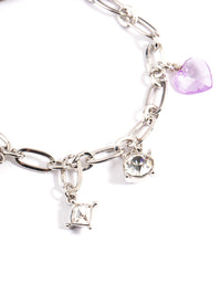 Rhodium Pearl Chain Charm Bracelet - link has visual effect only