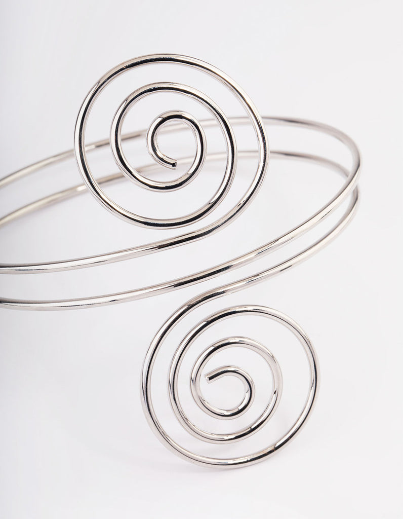 Rhodium Swirl Arm Cuff