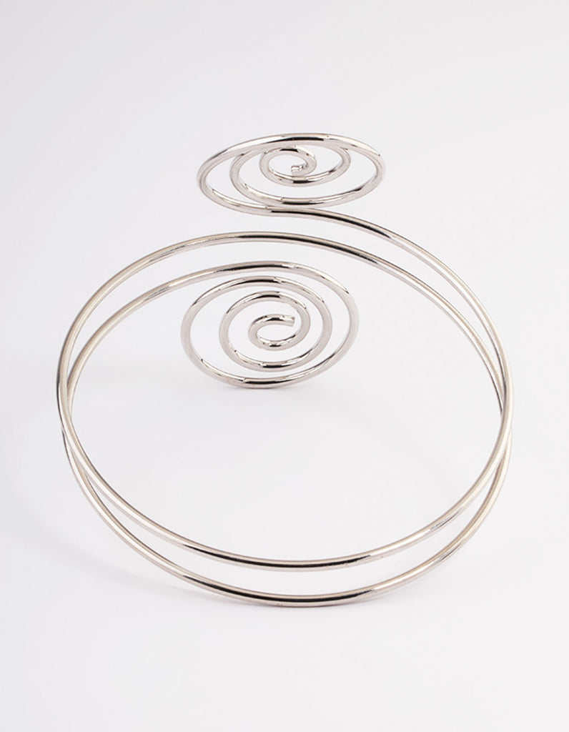 Rhodium Swirl Arm Cuff