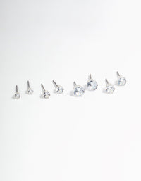 Silver Plated Cubic Zirconia Ascending Earrings 8-Pack - link has visual effect only