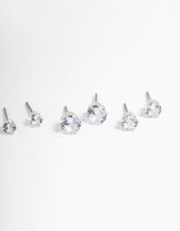 Silver Plated Cubic Zirconia Ascending Earrings 8-Pack - link has visual effect only