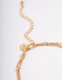 Gold Cubic Zirconia & Pearl Bead Anklet Pack - link has visual effect only