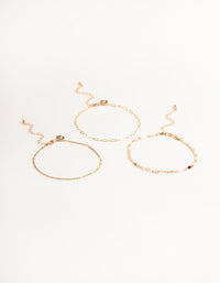 Gold Linked Diamond Anklet Pack - link has visual effect only