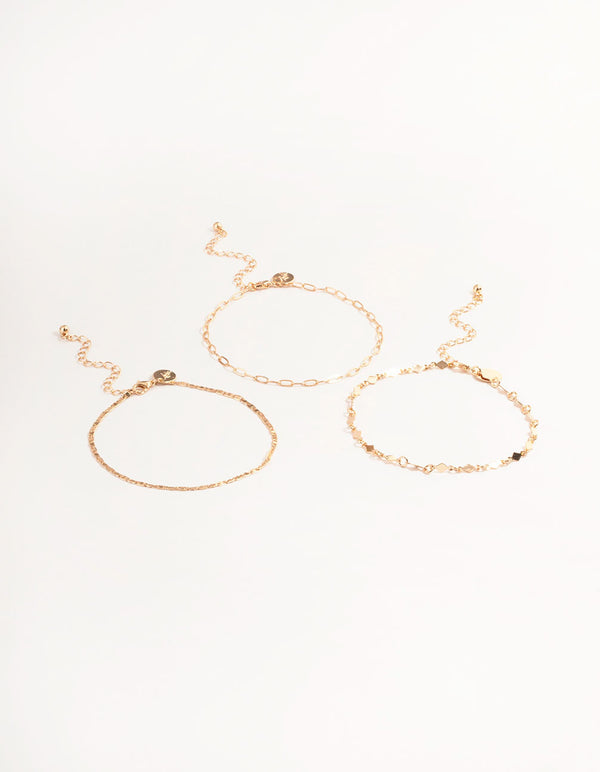 Gold Linked Diamond Anklet Pack