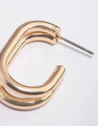 Gold Double Row Oval Hoop Earrings - link has visual effect only