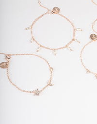 Rose Gold Butterfly Jingle Bracelet & Anklet 4-Pack Set - link has visual effect only