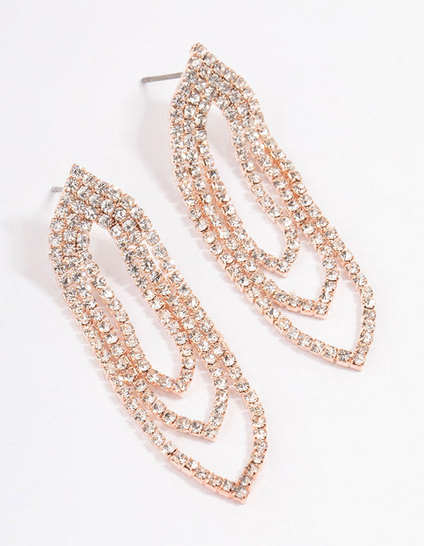 Rose Gold Mini Oval Cupchain Drop Earrings