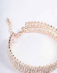 Rose Gold Spiky Four Row Diamante Bangle Cuff - link has visual effect only