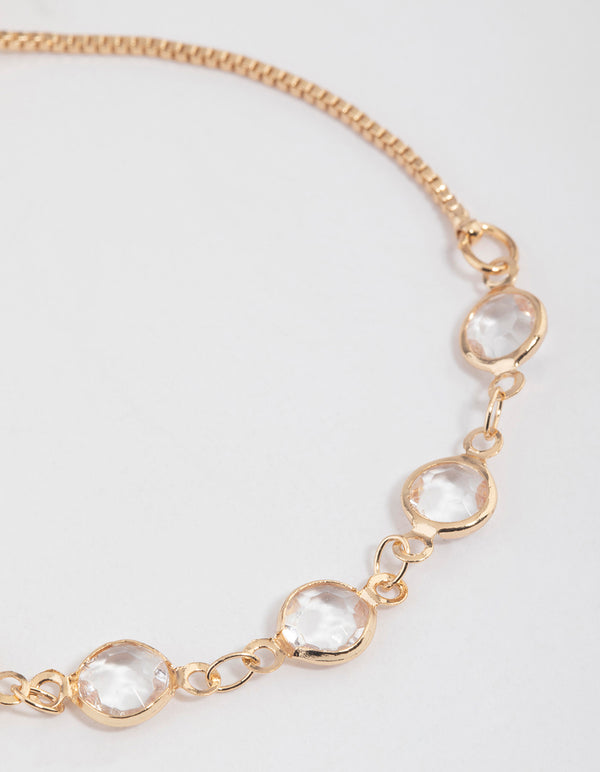 Gold Circle Glass Stone Toggle Bracelet