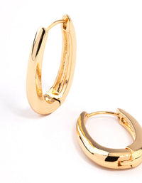 Gold Plated Long Oval Plain Huggie Earrings - link has visual effect only