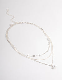 Silver Plated Square Cubic Zirconia Drop Chain Necklace - link has visual effect only