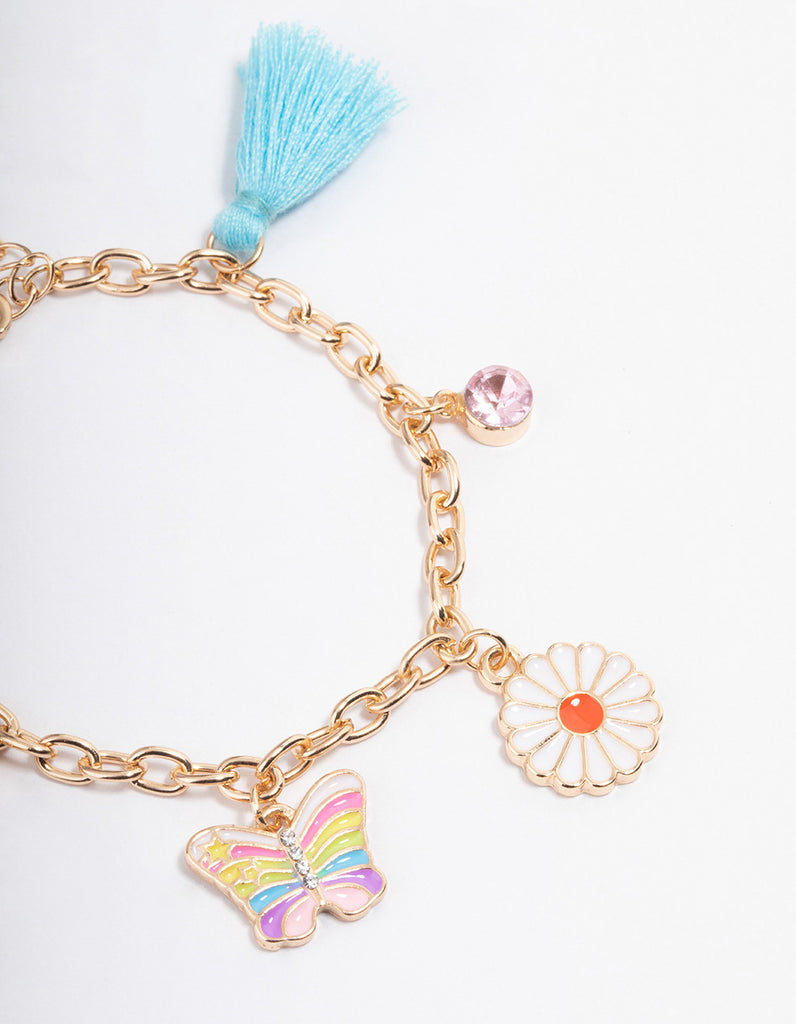 Kids Gold Bright Motif Charm Bracelet